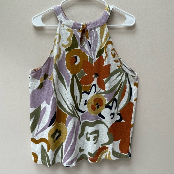 Rachel Zoe 100% Linen Sleeveless Floral Print Top Size 1X - Picture 2 of 5